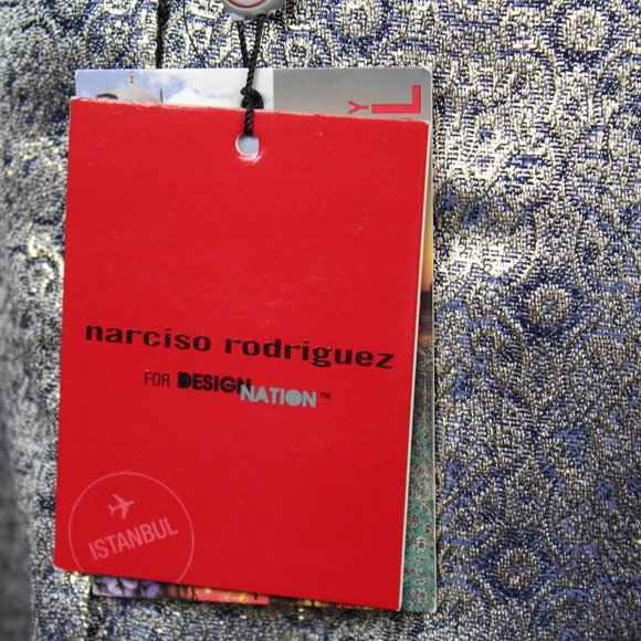 NWT Narciso Rodriguez x Design Nation Women's Skirt 6 Jacquard Gold Metallic - Picture 7 of 9